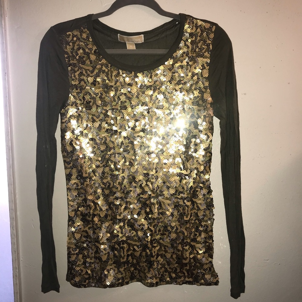 Micheal Kors Gold Sequin Shirt